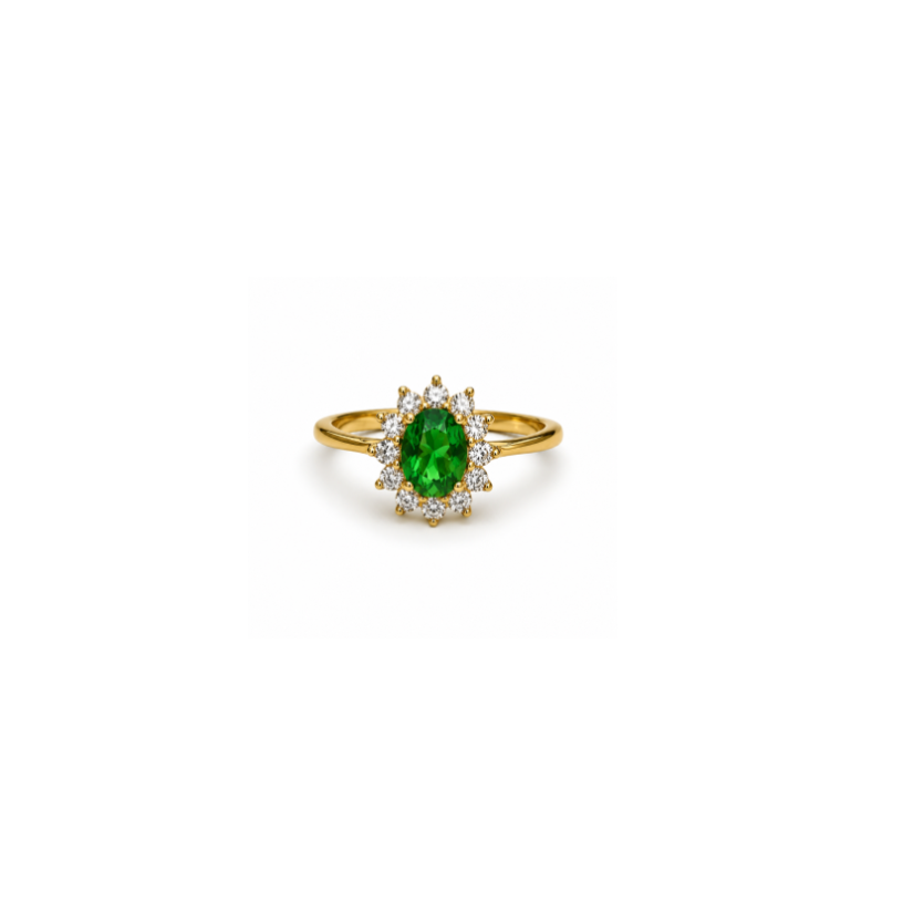 Green flower ring