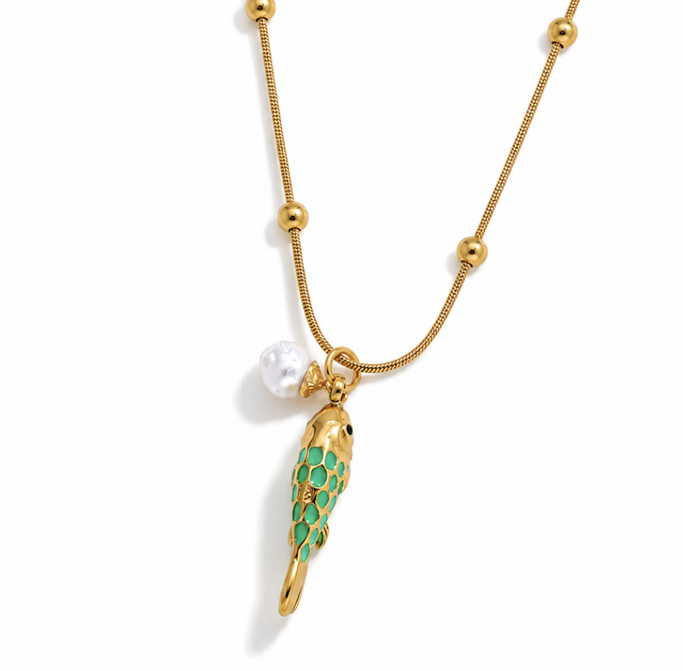 Green fish necklace