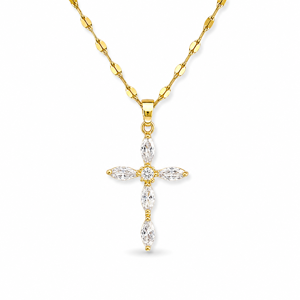 White cross necklace