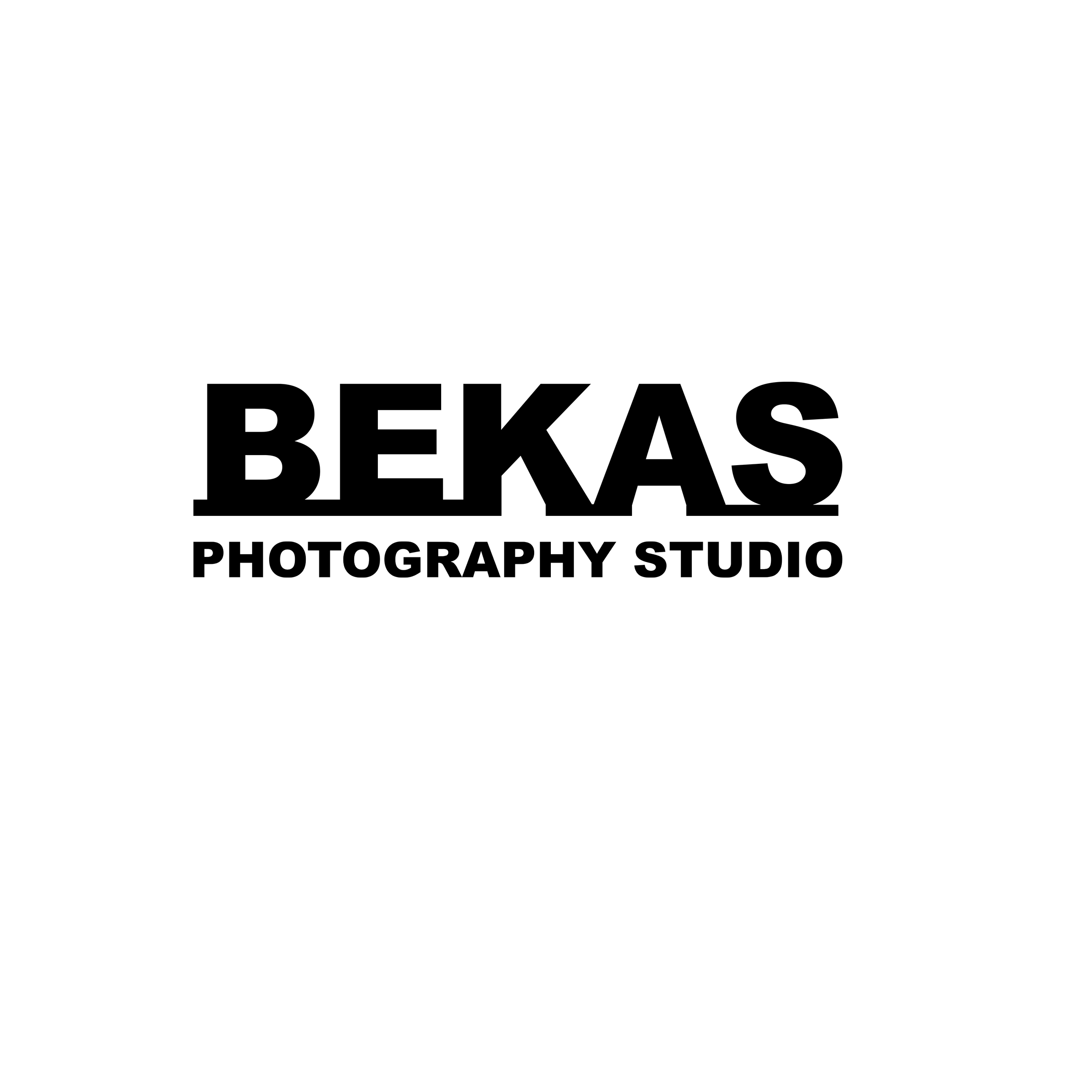 Black and white logo for Photography Studio with stylized camera icon and bold text.