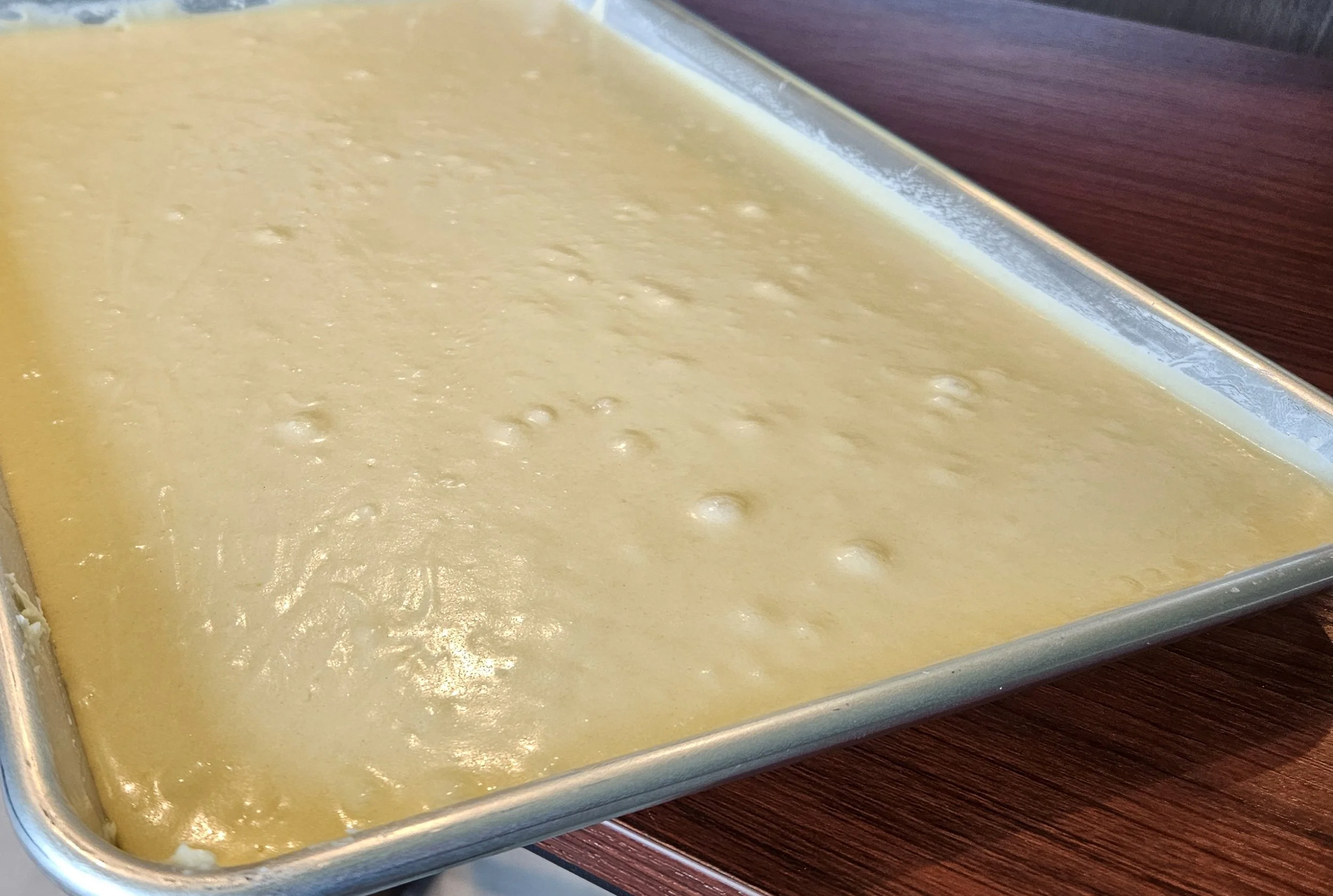 Crumb Cake batter before being topped with delicious CRUMBS