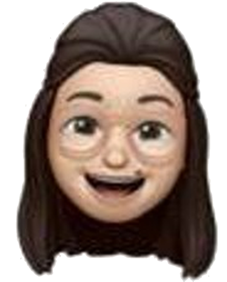 Visage humain avec des caractéristiques exagérées et un sourire large, ayant de longs cheveux bruns.
