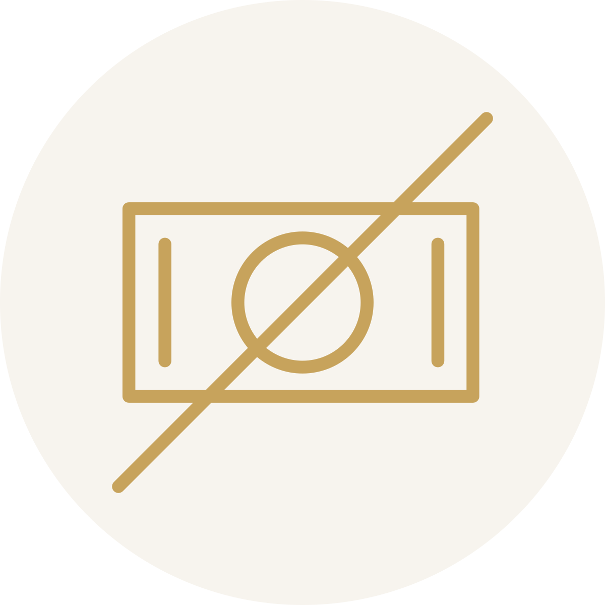 A camera icon with a diagonal line through it indicating no photography allowed.