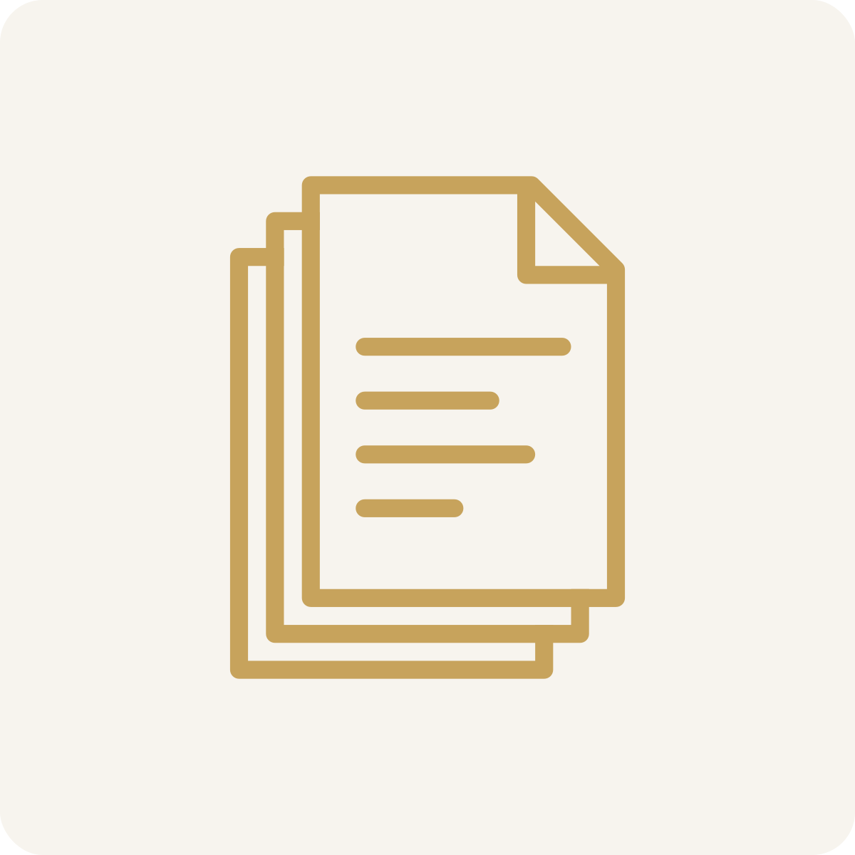 Outline icon of stacked documents or pages.