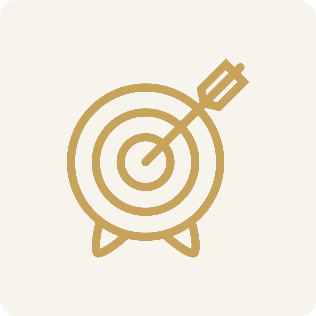 Gold-colored target with an arrow hitting the bullseye.