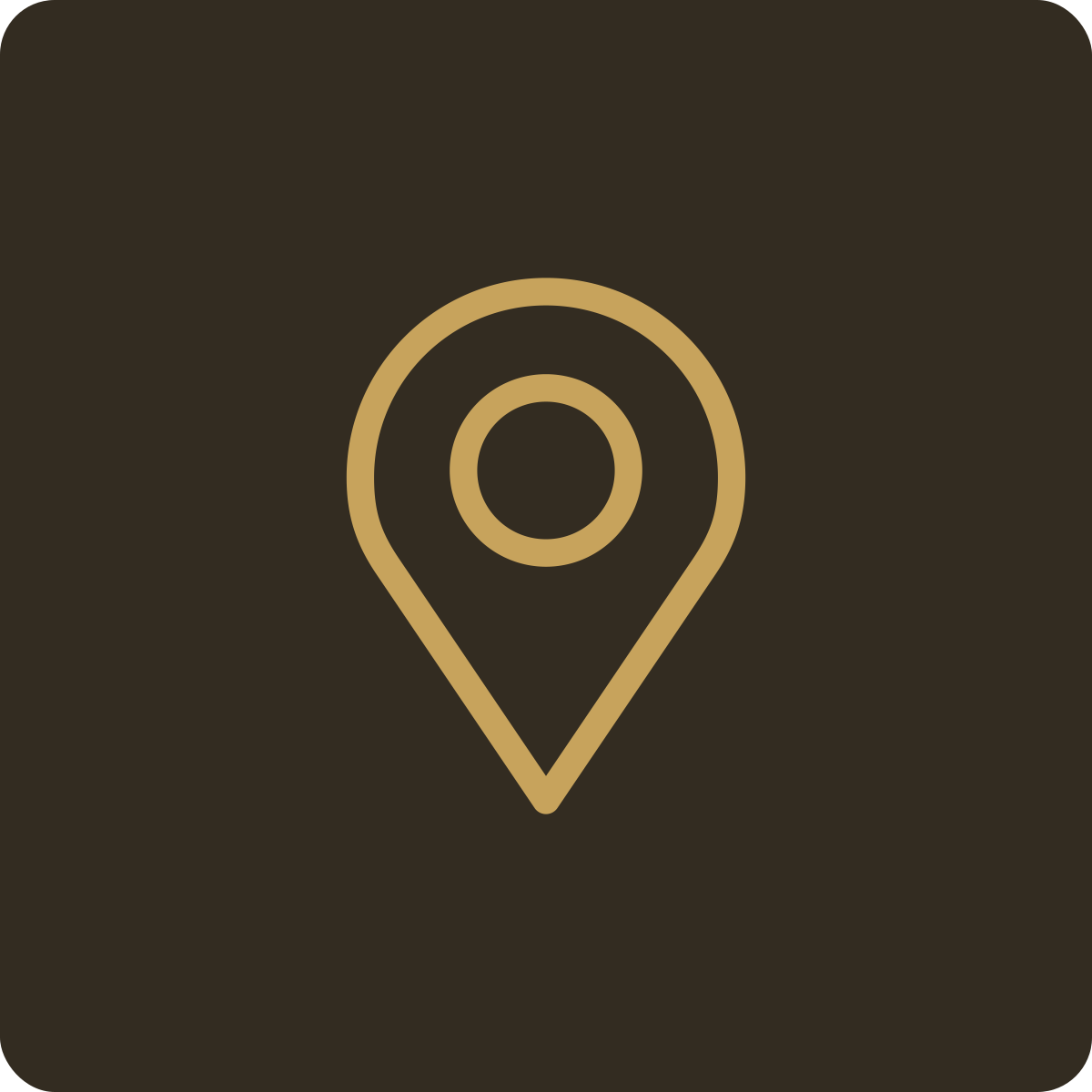 Map location pin icon in gold on dark background
