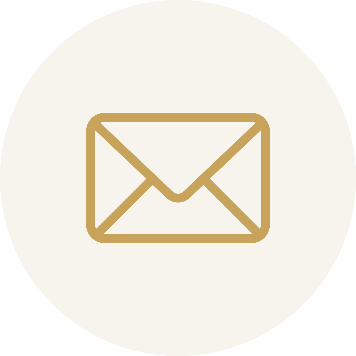 Icon of a beige envelope or mailing letter on a white circular background.
