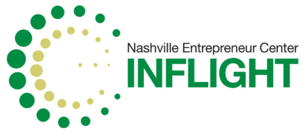 Logo of Nashville Entrepreneur Center InFlight with a circular pattern of green and beige dots.