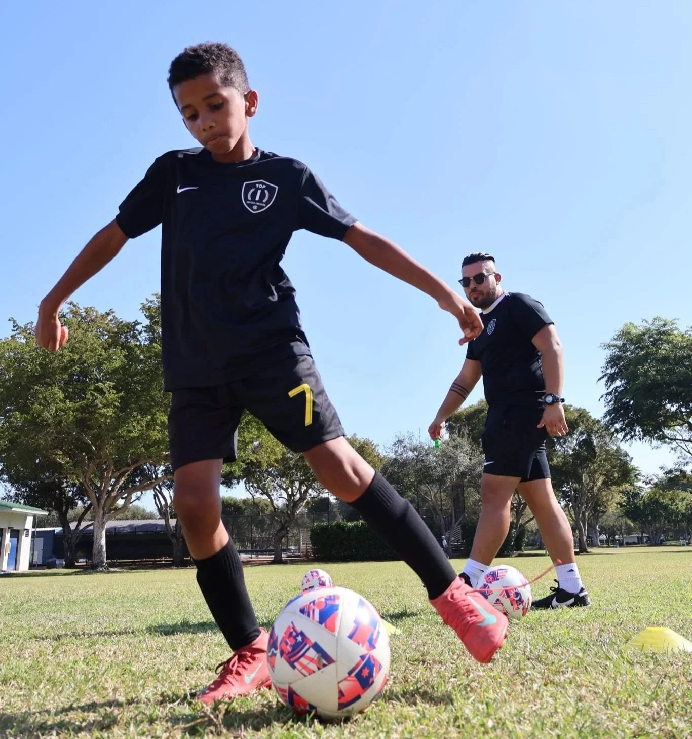 Player receiving personalized 1-on-1 soccer training at Top 1 Soccer Training.