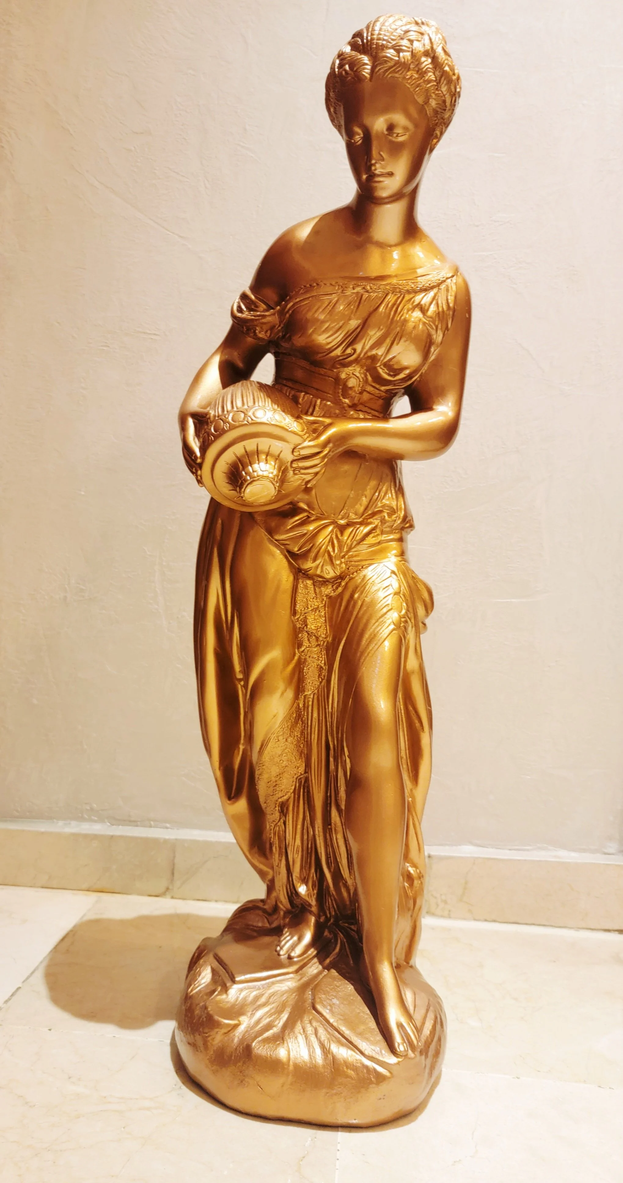 Vintage Gold Charleton Statue: Woman with Urn