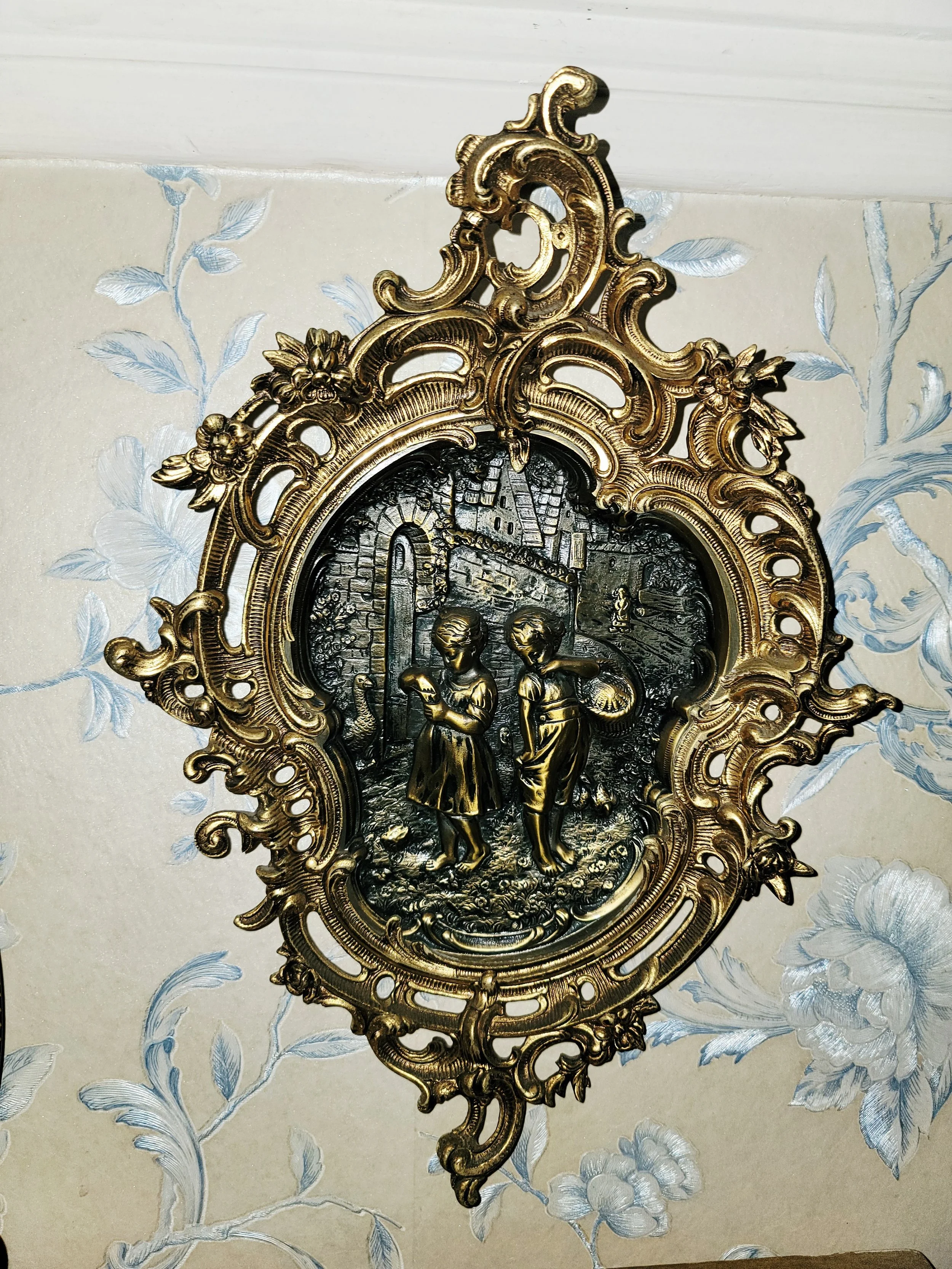 Innocent Childhood Ornate Bronze Wall Plaque