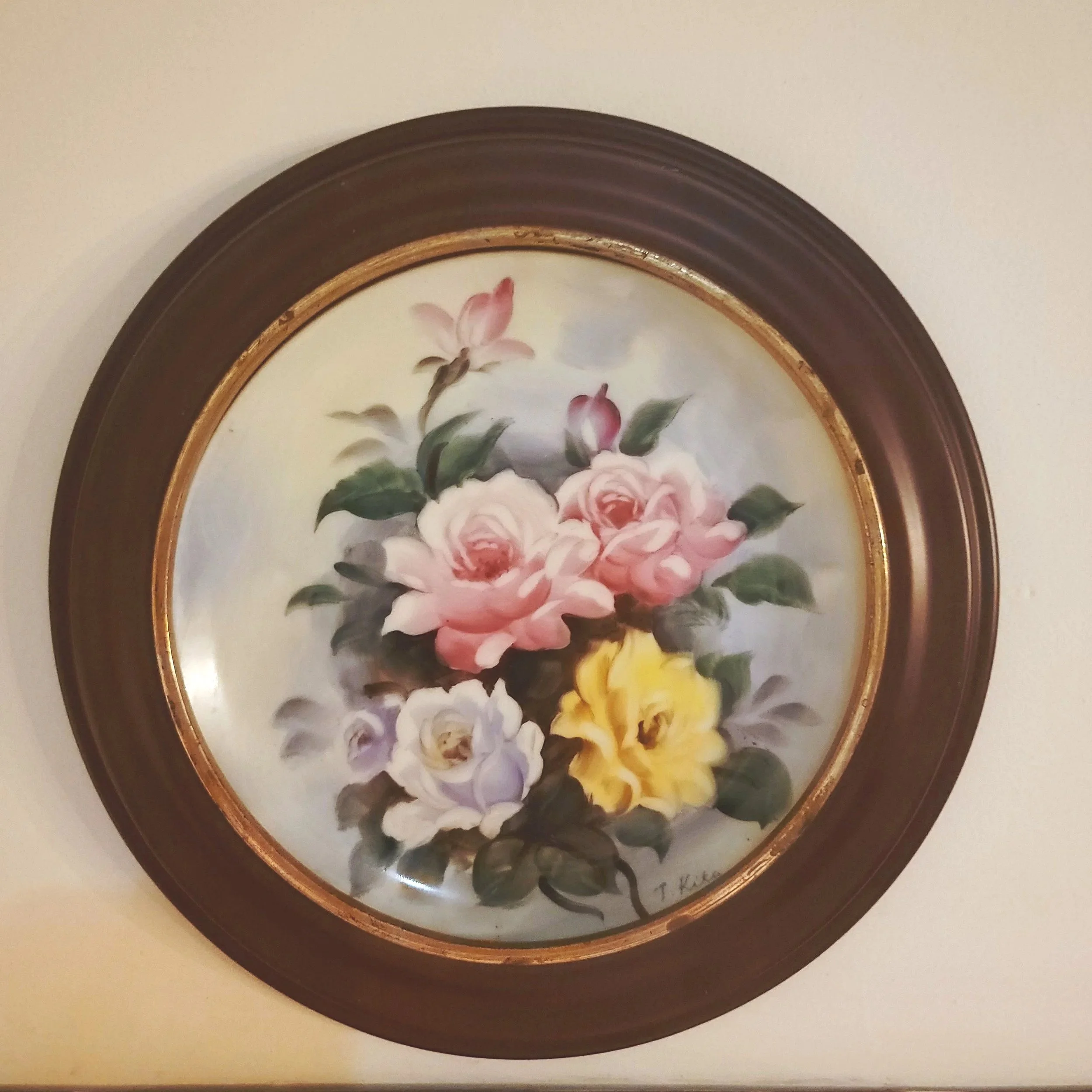 T. Shibata Hand Painted Porcelaun Rose Plate