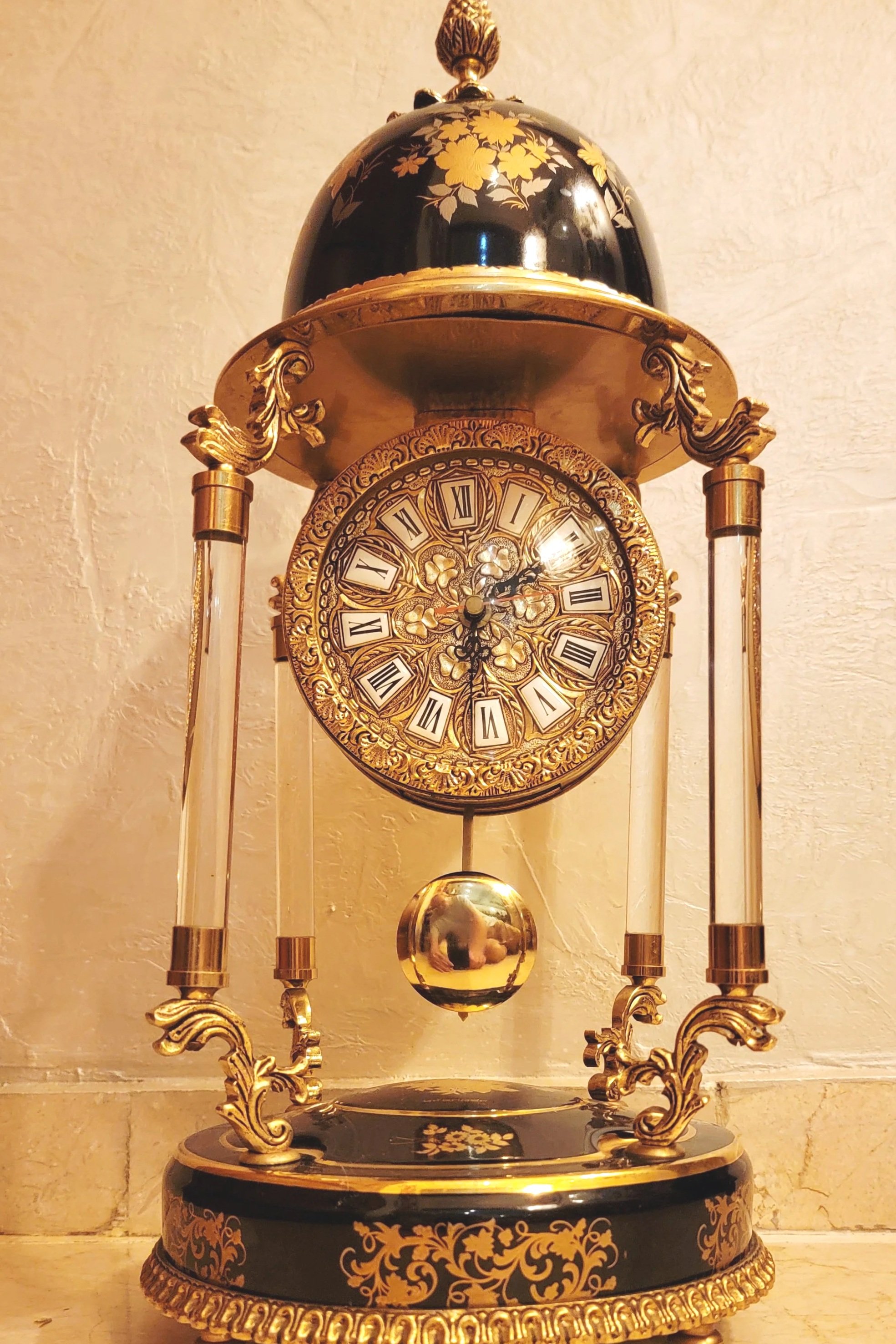 Antique Schmid Mantel Clock with Gold Gilt