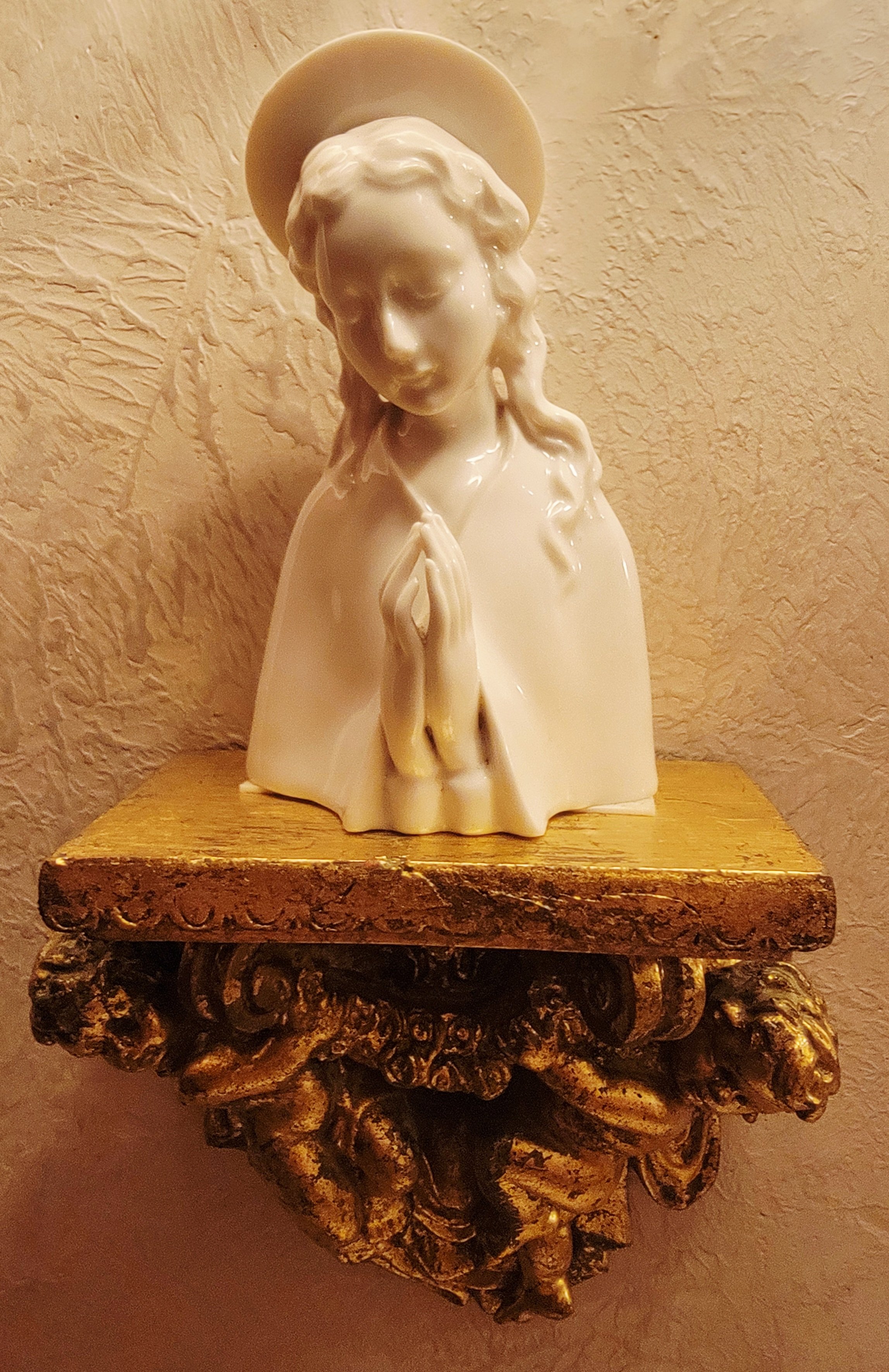 Praying Madonna with Halo Austrian Porcelain: 3 inches by 5 inches
