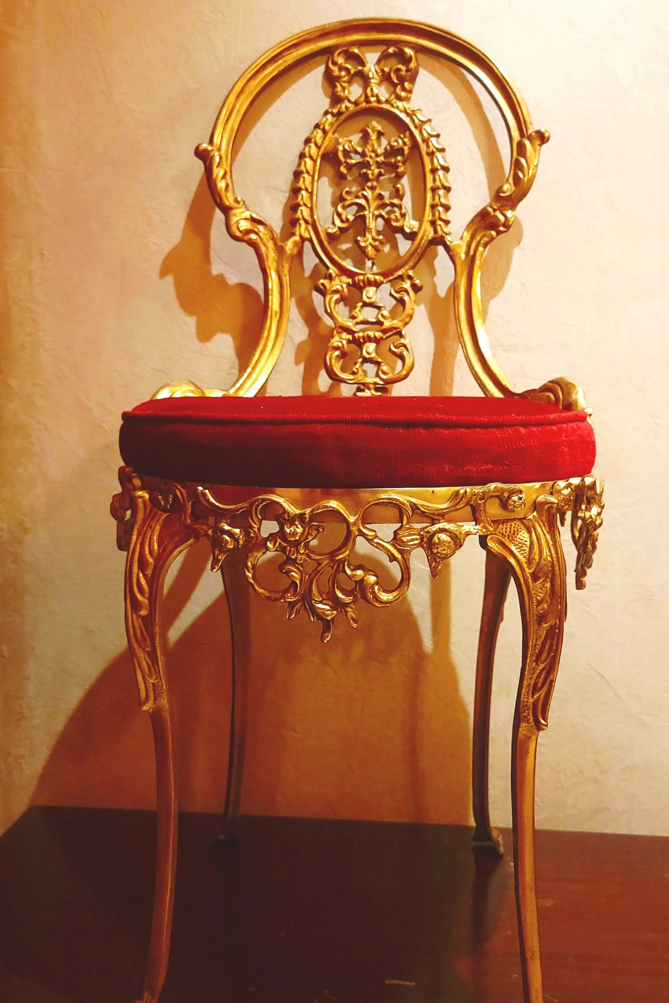 Baroque Giltwood Chair with Red Velvet Cushion