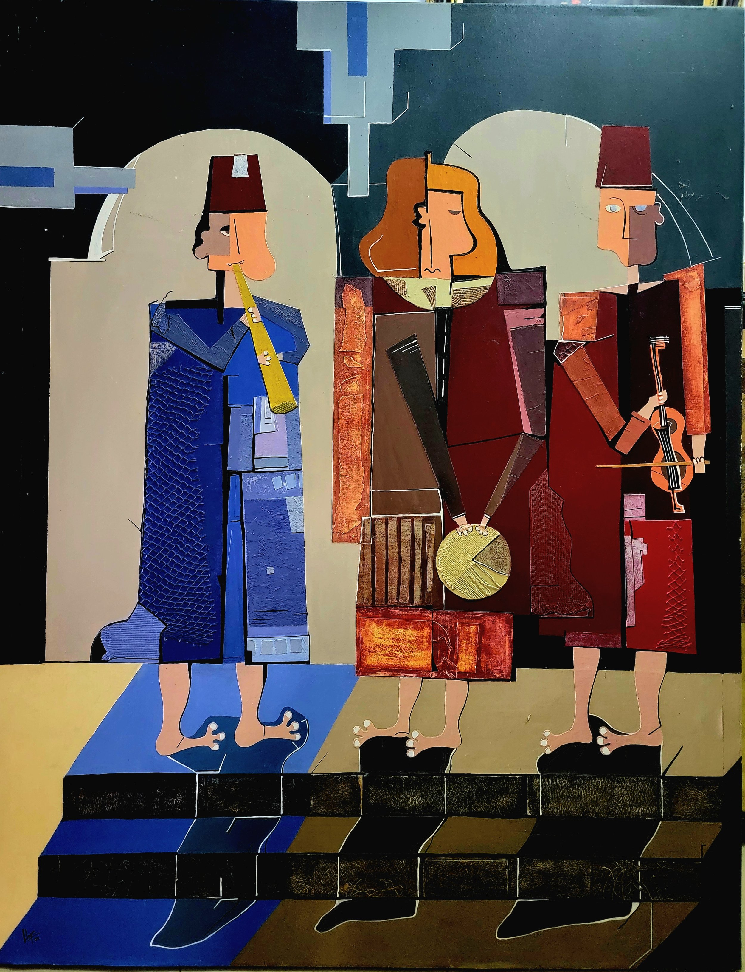 "Three Musicians" Original Oil Painting by Raphael Llopis Nadal