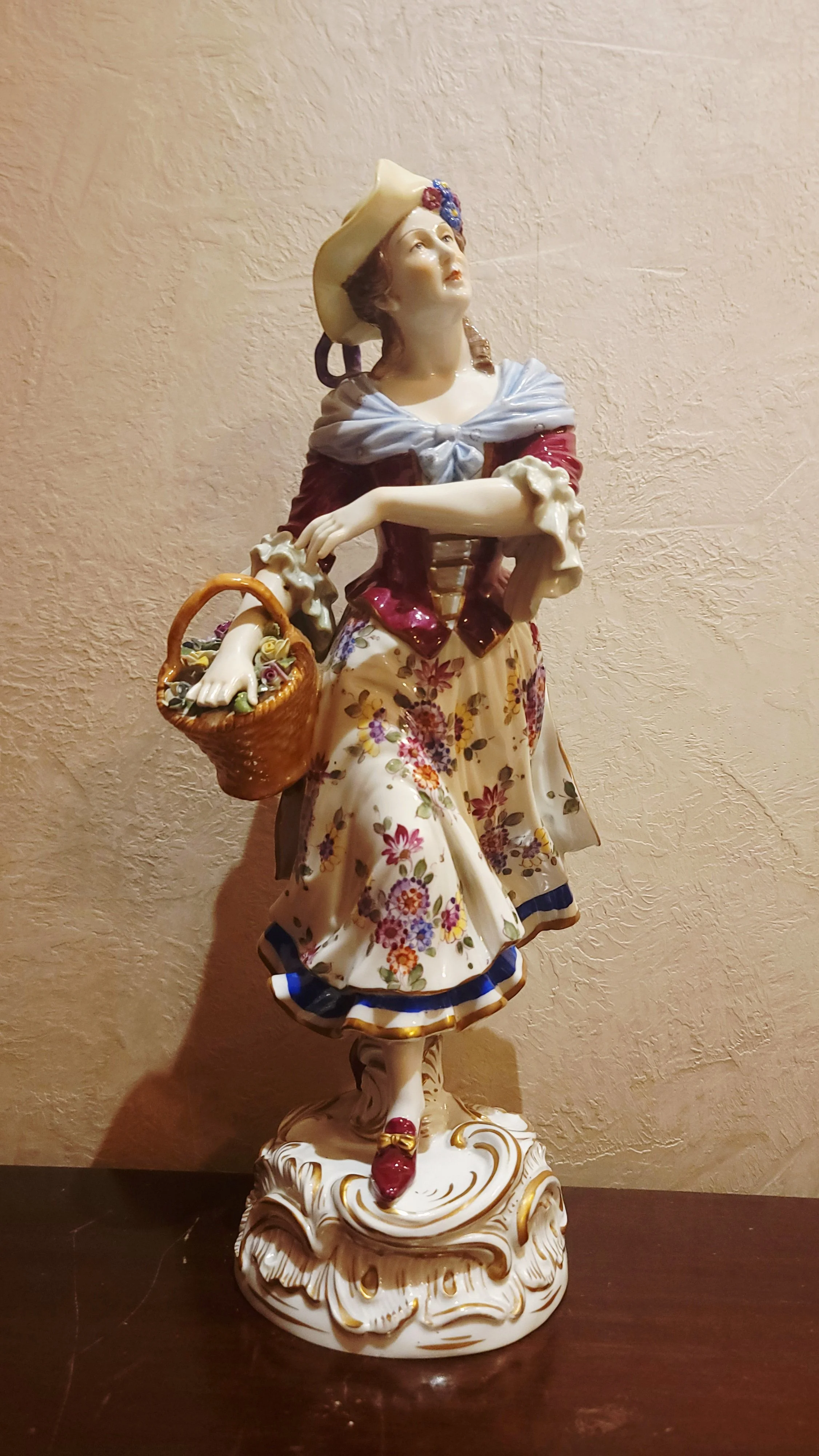 Vintage German Porcelain Figure: "The Grape Seller"
