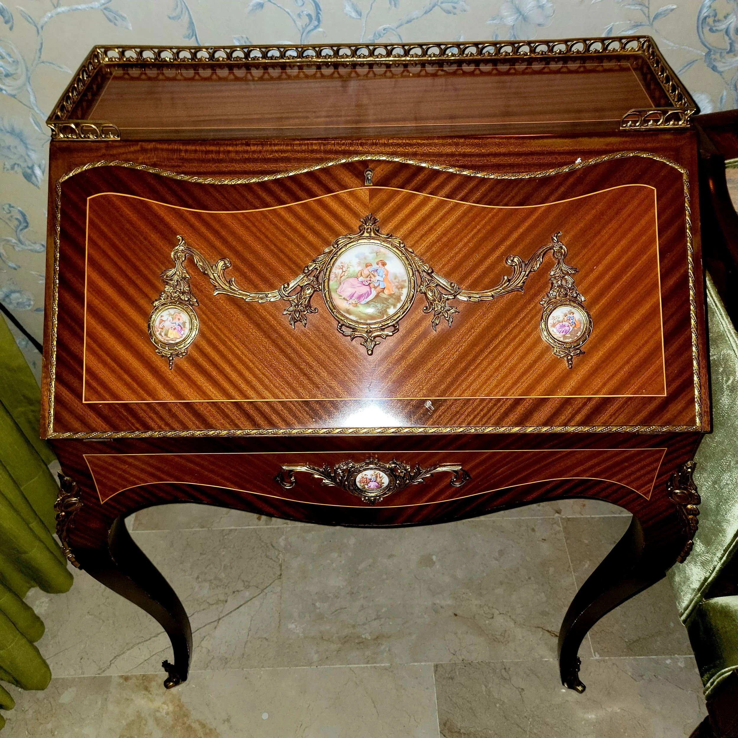 French Louis XV Style Slant-top Secretary - Late 19th Century