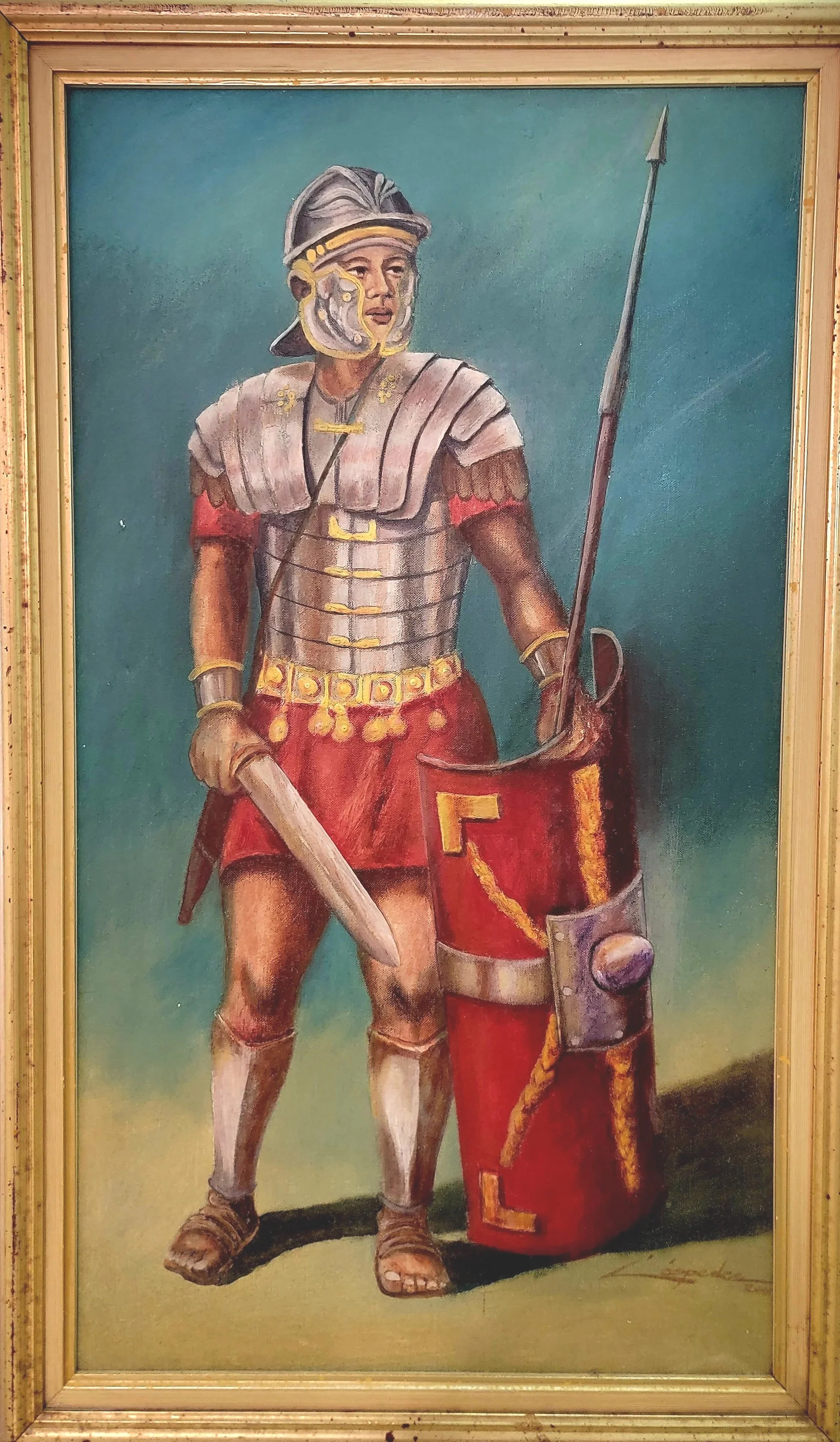 Roman Legionnaire Original Oil Painting Signed by Mario Cespedes