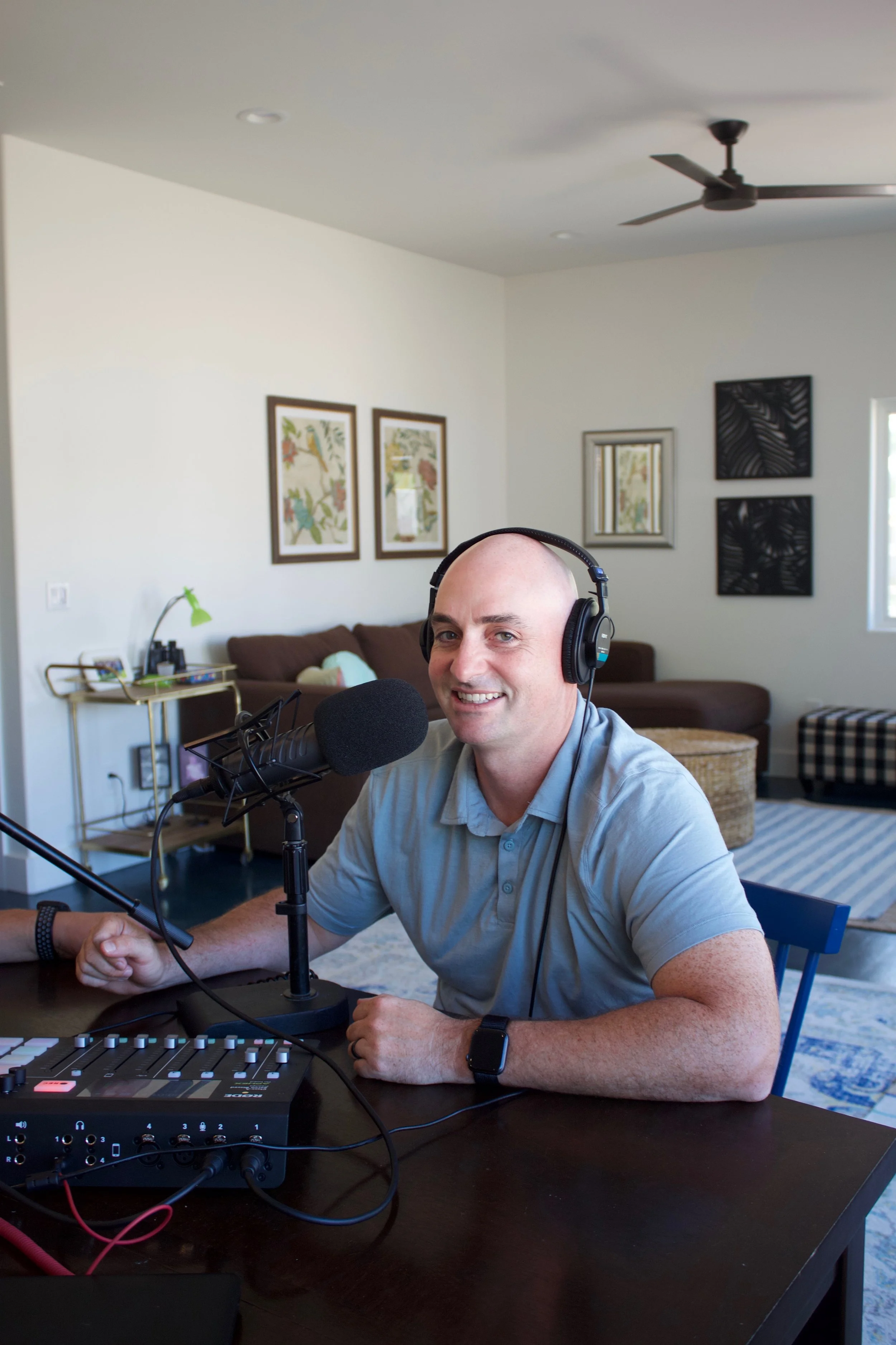 21.Five host recording the podcast in a home studio