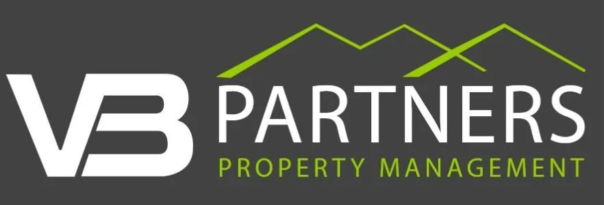 Logo van VB Partners Property Management met groene lijn- en berglijn boven de tekst.