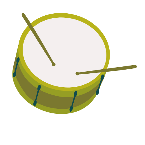 A drum with drumsticks crossing over it.