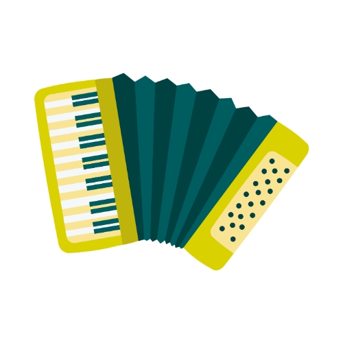 Illustration of an accordion with a keyboard and button sections