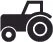 Simple black and white icon of a tractor.