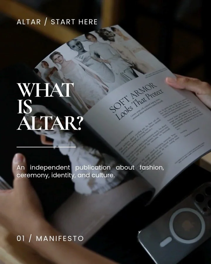 Altar is an independent publication about fashion, ceremony, identity, and culture. We look at weddings not as isolated celebrations, but as unusually revealing cultural spaces&hellip; places where beauty, performance, memory, labor, fantasy, commerc