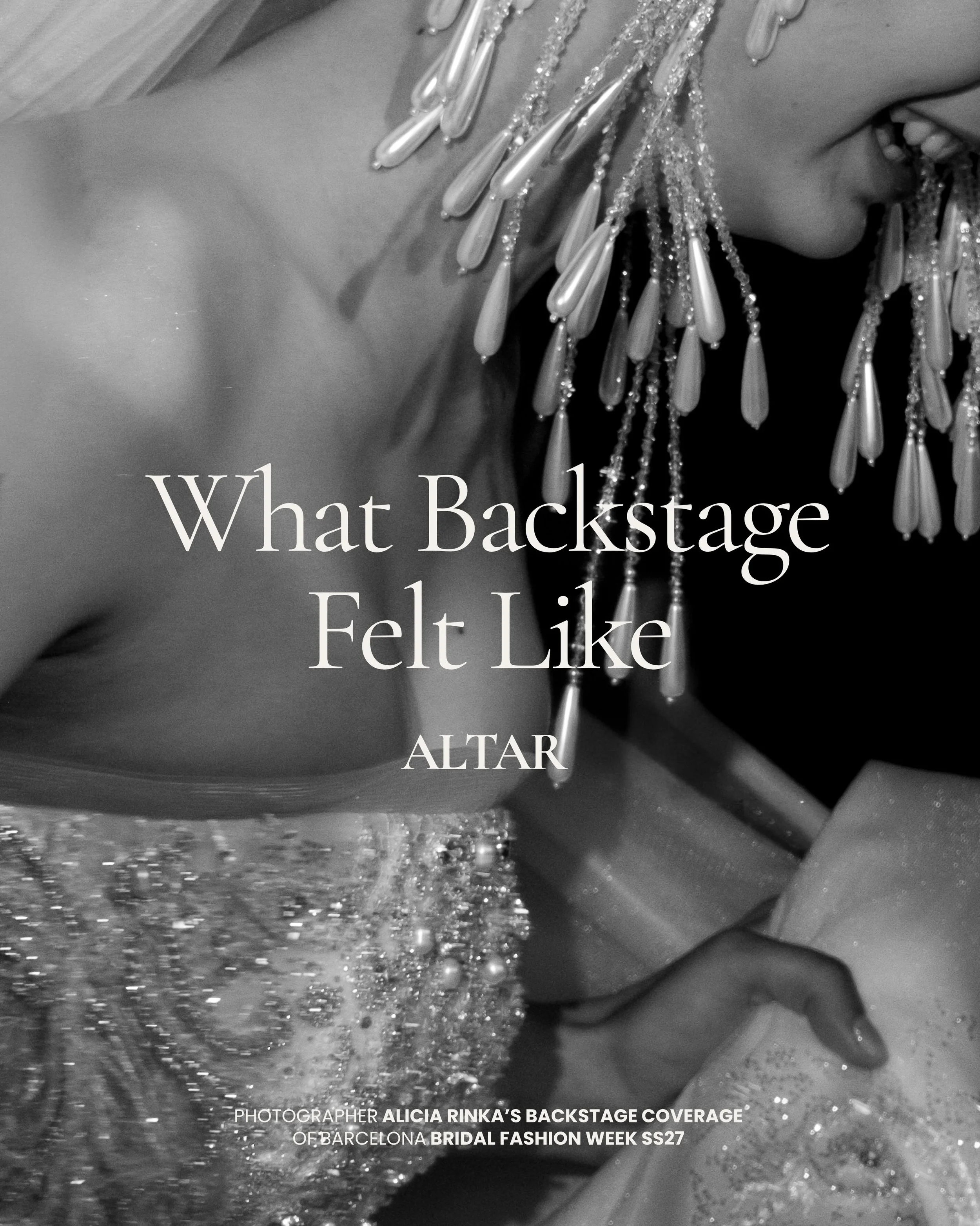 Backstage, bridal fashion is less pristine than it appears from the runway. It&rsquo;s hands reaching into the frames. Dresses lifted from the floor. Last-minute instructions passed through crowded rooms. Models suspended somewhere between themselves