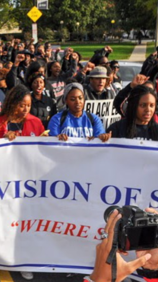 Gianna Judkins participating in a protest or march at Howard University