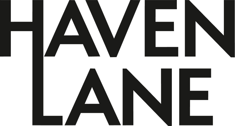 Stylized black text reading 'HAVEN LANE' with a vertical line separating the words.