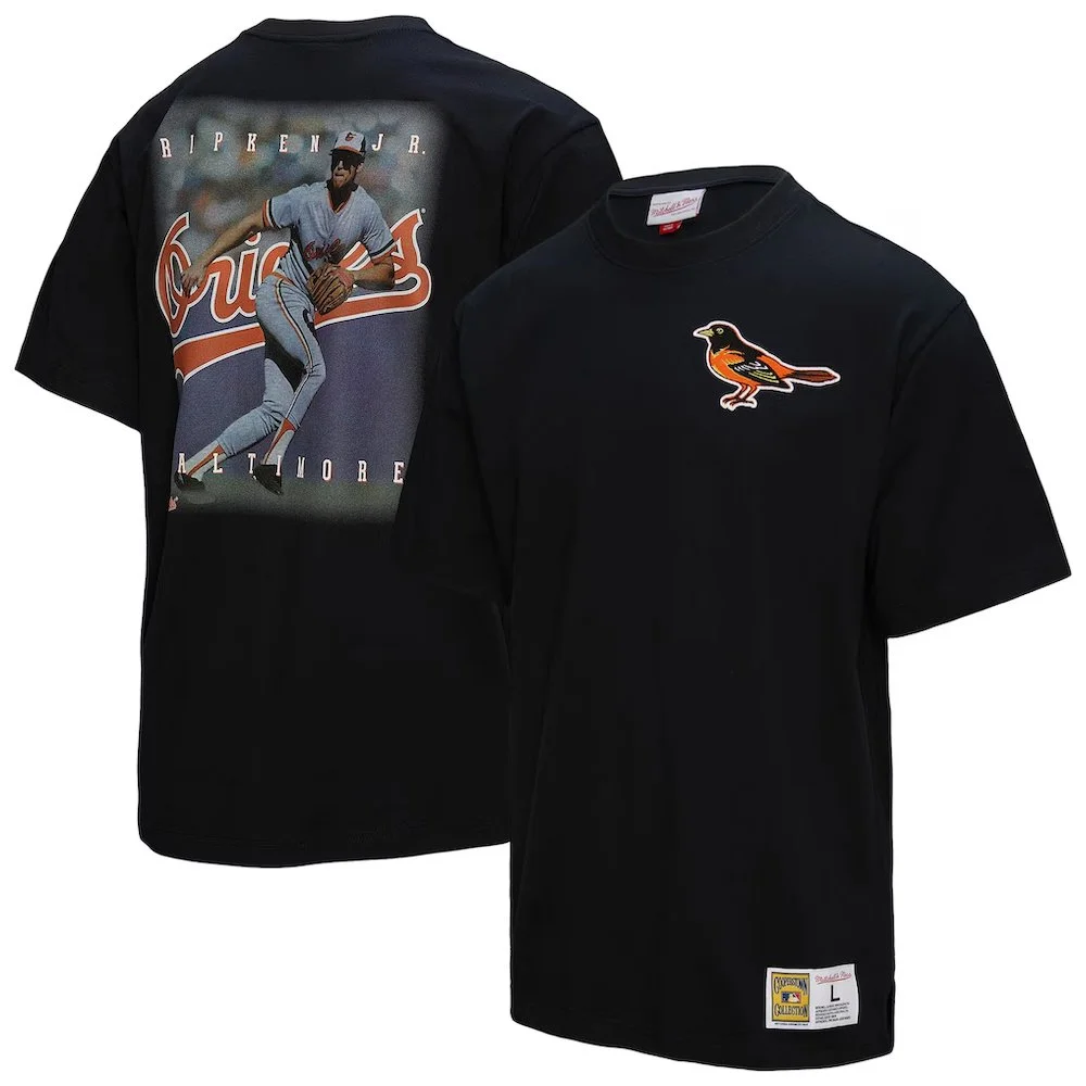 Mitchell & Ness Cal Ripken Jr. Baltimore Orioles Legends Collection Vintage Logo T-Shirt - Black - Men's L