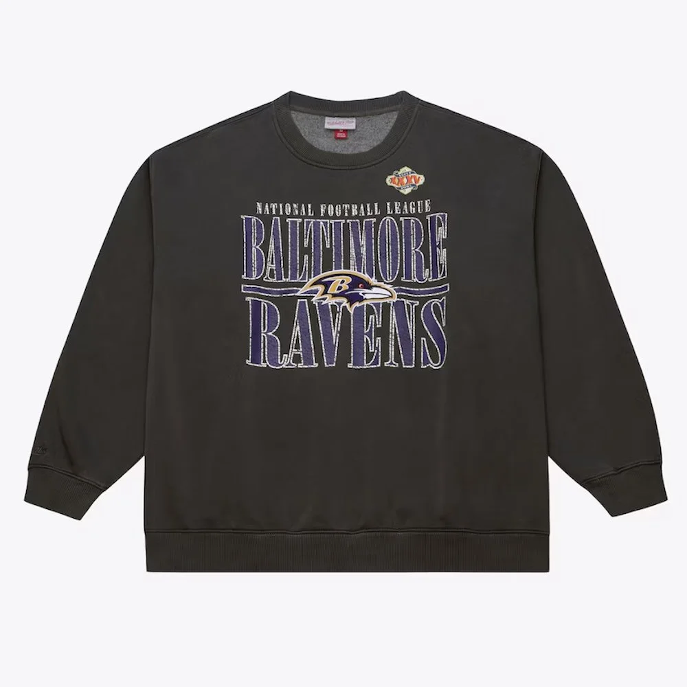 Mitchell & Ness NFL Baltimore Ravens Downtown Fleece Sweatshirt - Charcoal - Men's L