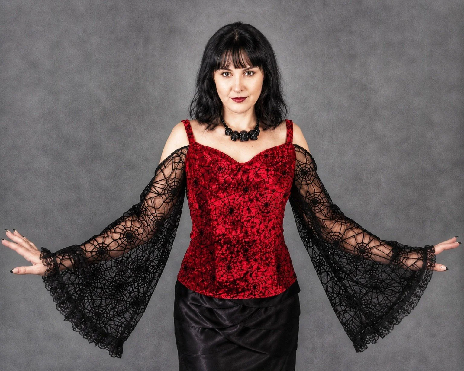 Crimson Web Velvet Top