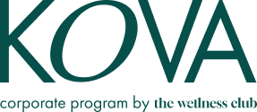 KOVA logo with the text 'corporate program by the wellness club'