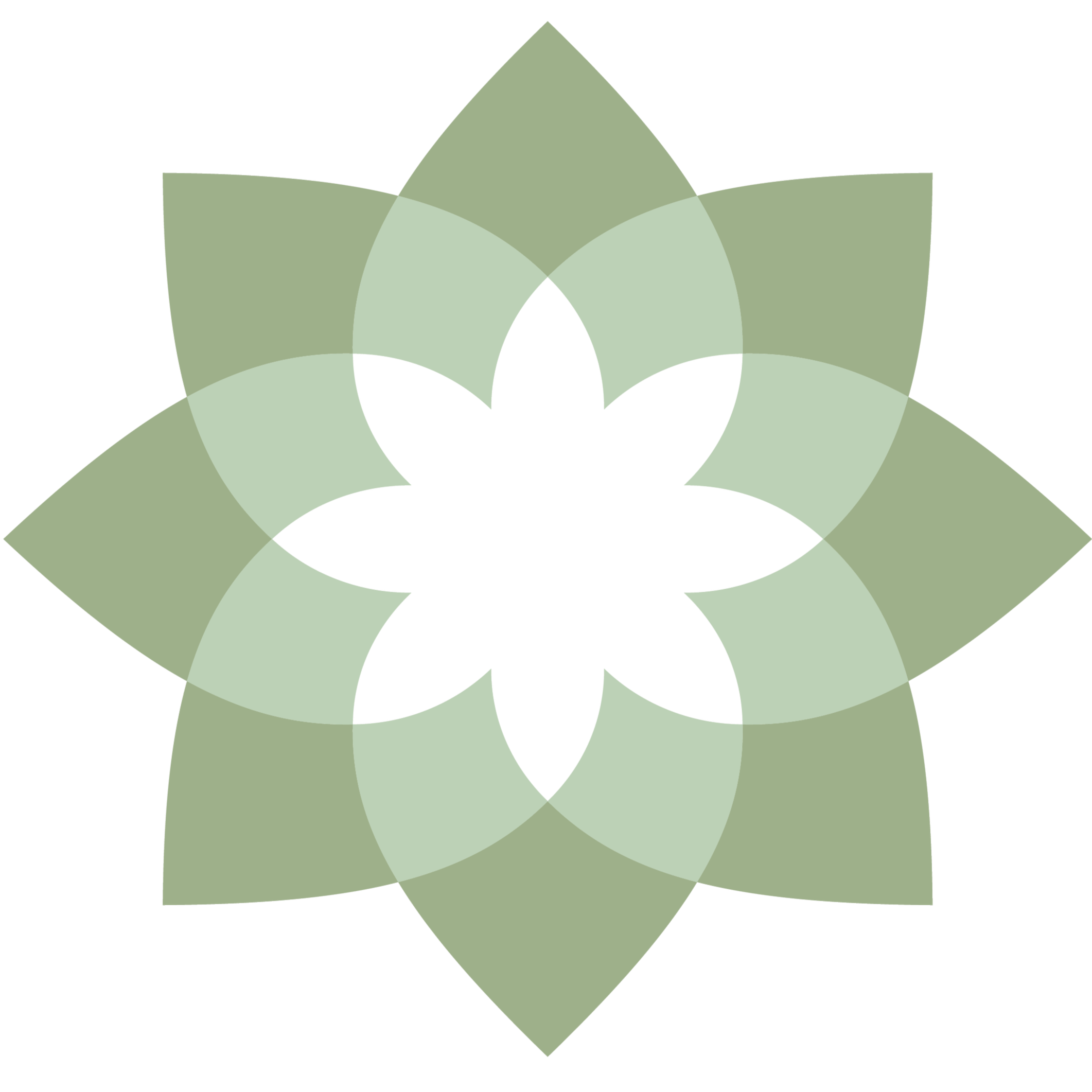 Abstract geometric design with overlapping shapes in shades of green and black.