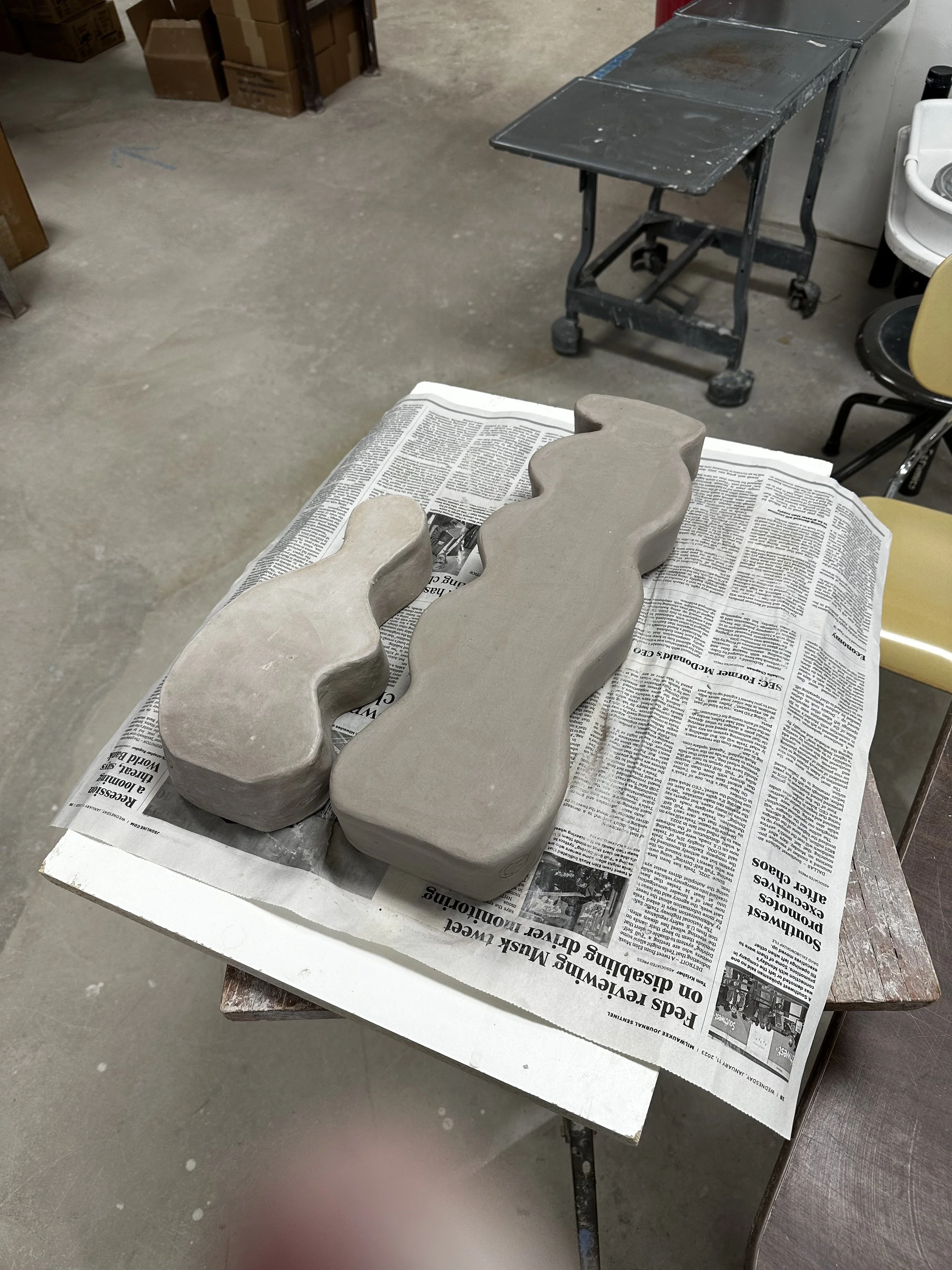 Leather hard Wiggle Vases feat. My Finger