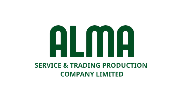 ALMA Service & Trading Production Company Limited logo in green text on a black background.