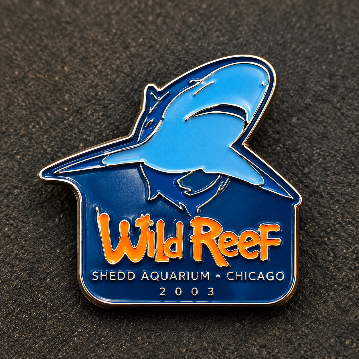 Pin from the opening celebration of Wild Reef: Sharks at Shedd, 2003