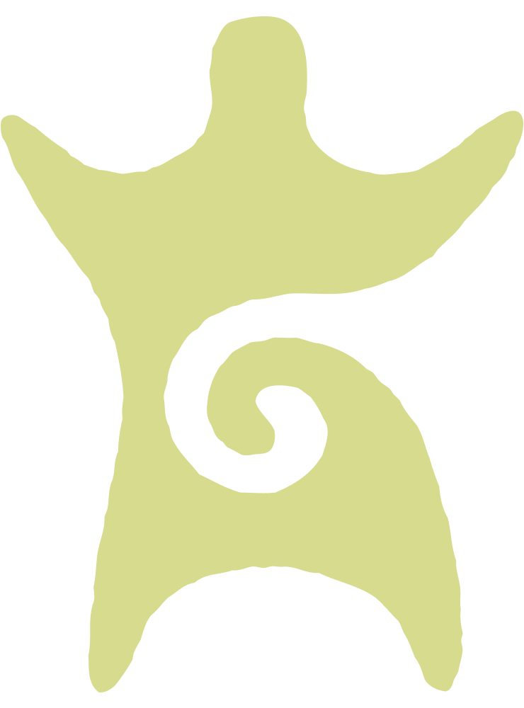 A stylized, abstract fish with a swirl on its body and a simple, minimalistic design.