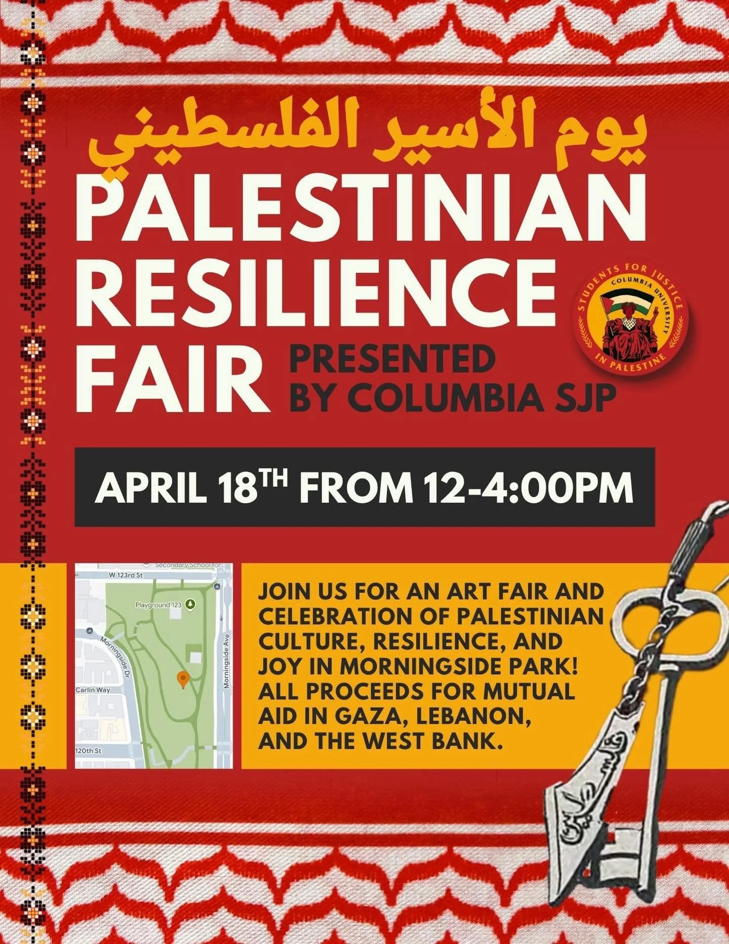 Saturday the 18th. BE THERE!!! 🗝️🇱🇧🇵🇸 Come for posters, art, baked goods, henna, clothes, books, and more!