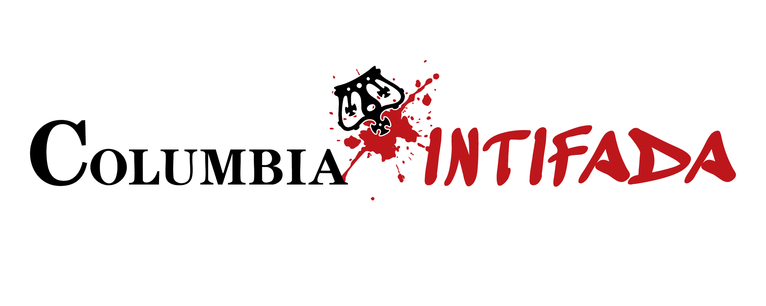 Columbia University logo with a black outline of a face and red splattered paint behind it, with the names 'Columbia' and 'NIFA' in black and red text.