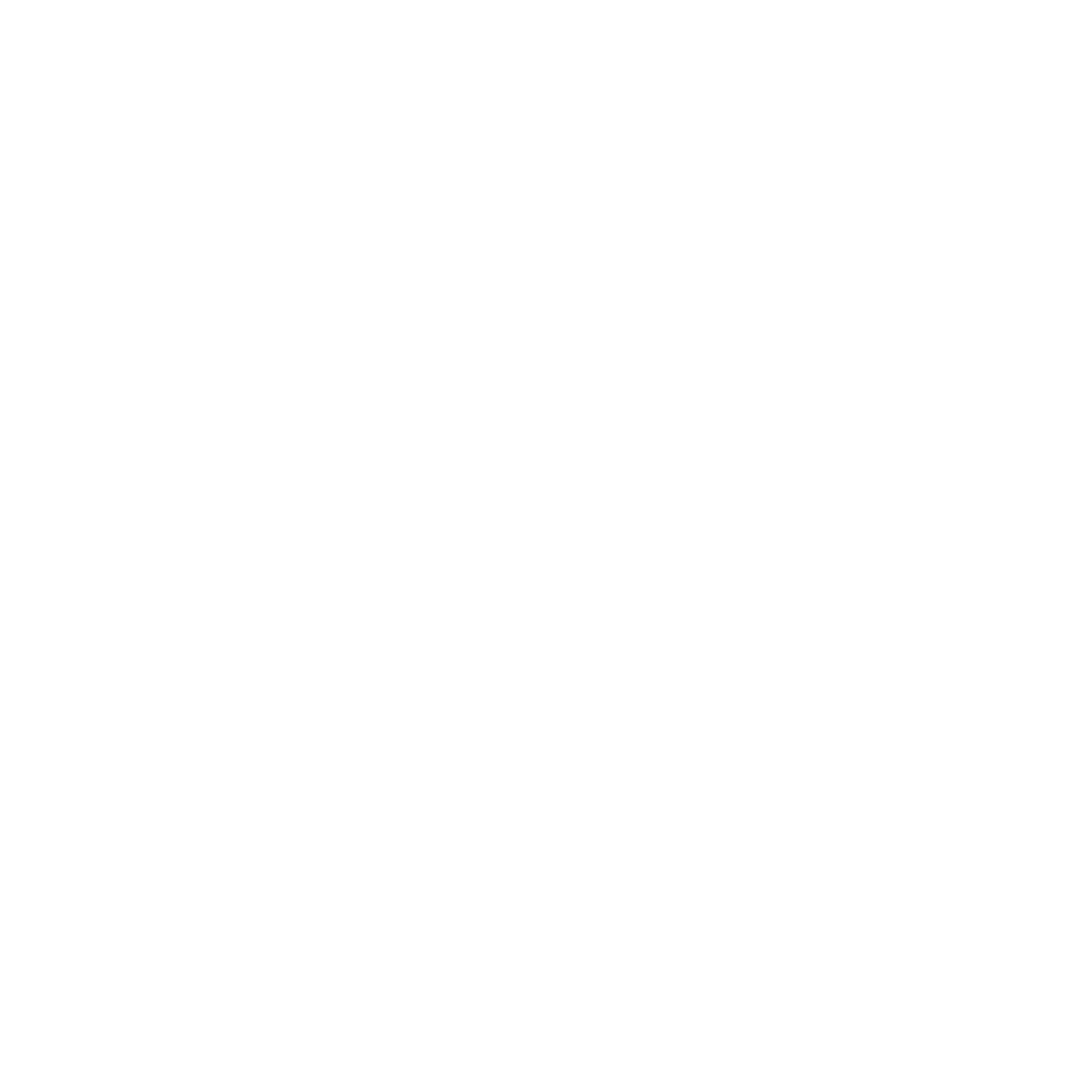 Outline of a dog paw print with five circles representing the toes on a black background.