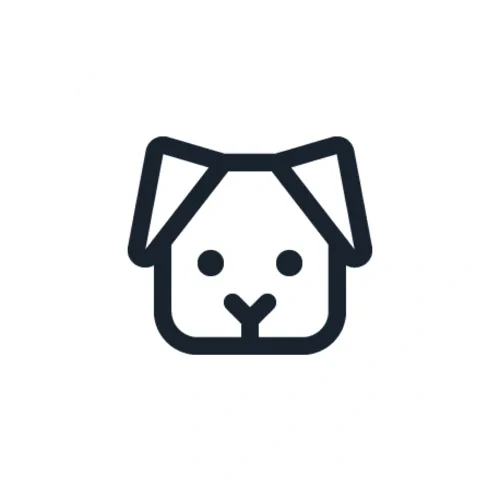 Minimalist icon of a dog's face with floppy ears