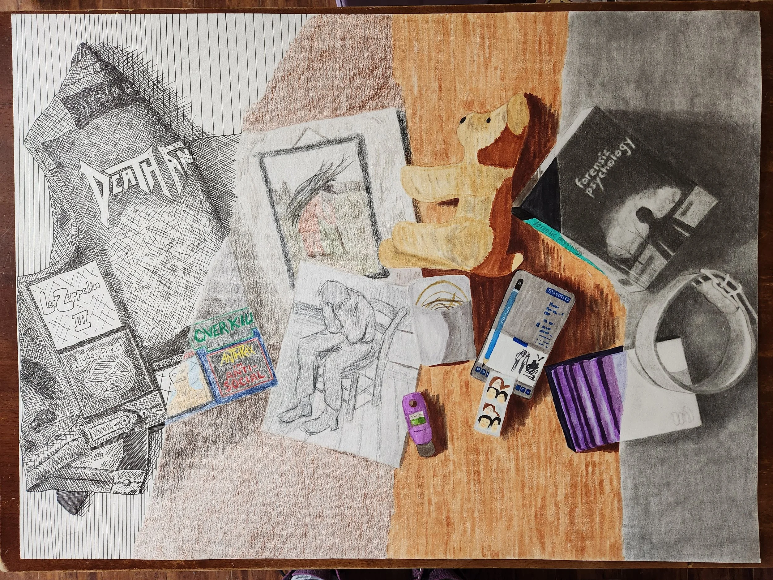 Self portrait, art class assignment, 2023
