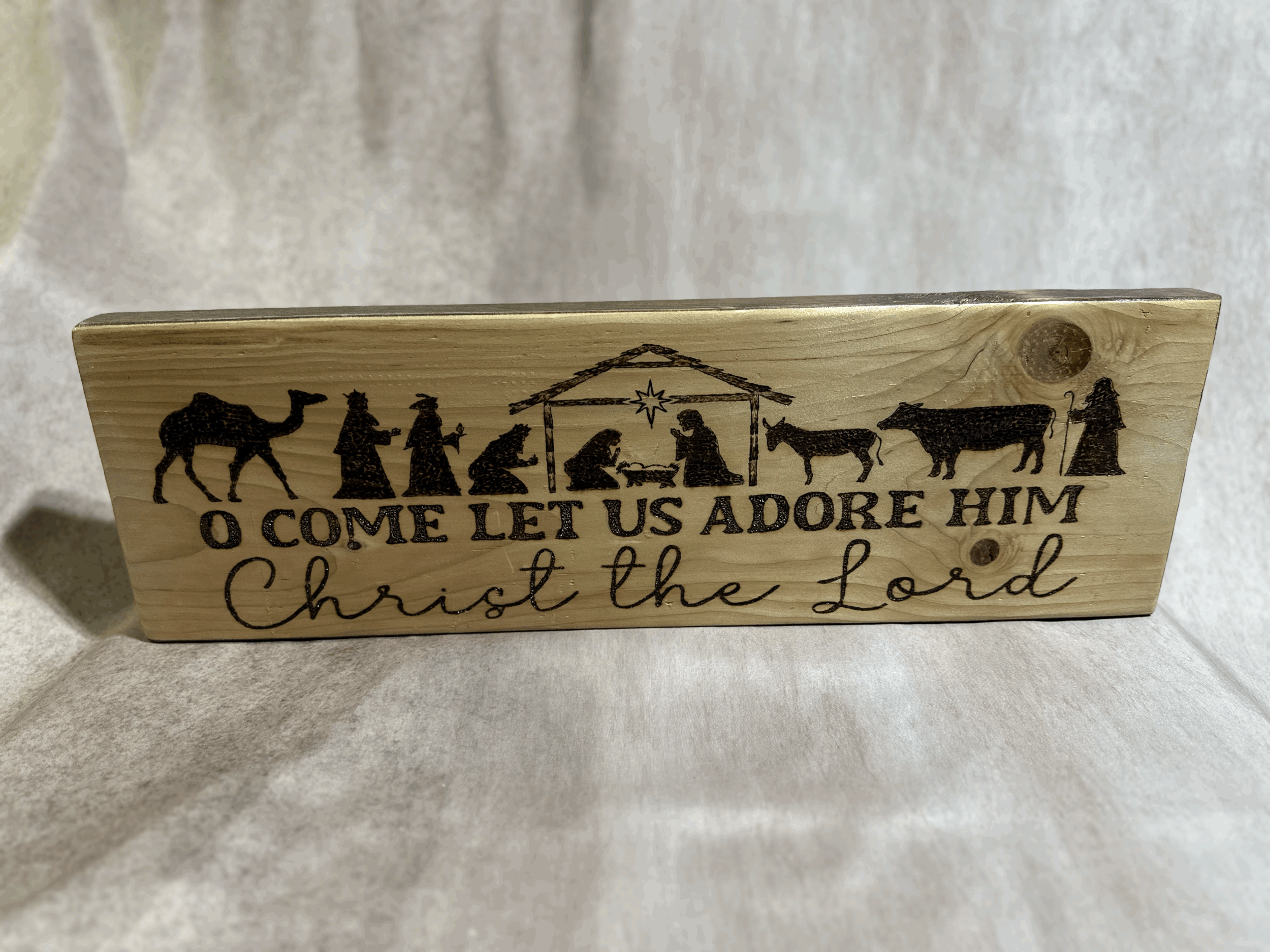 Christmas Decor: Come let us adore Him scene sign