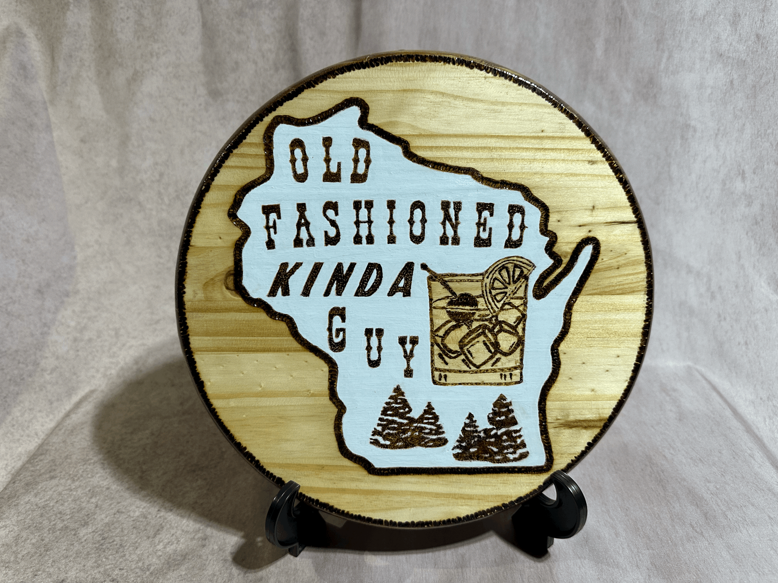 Wood Burned and Painted Old Fashioned