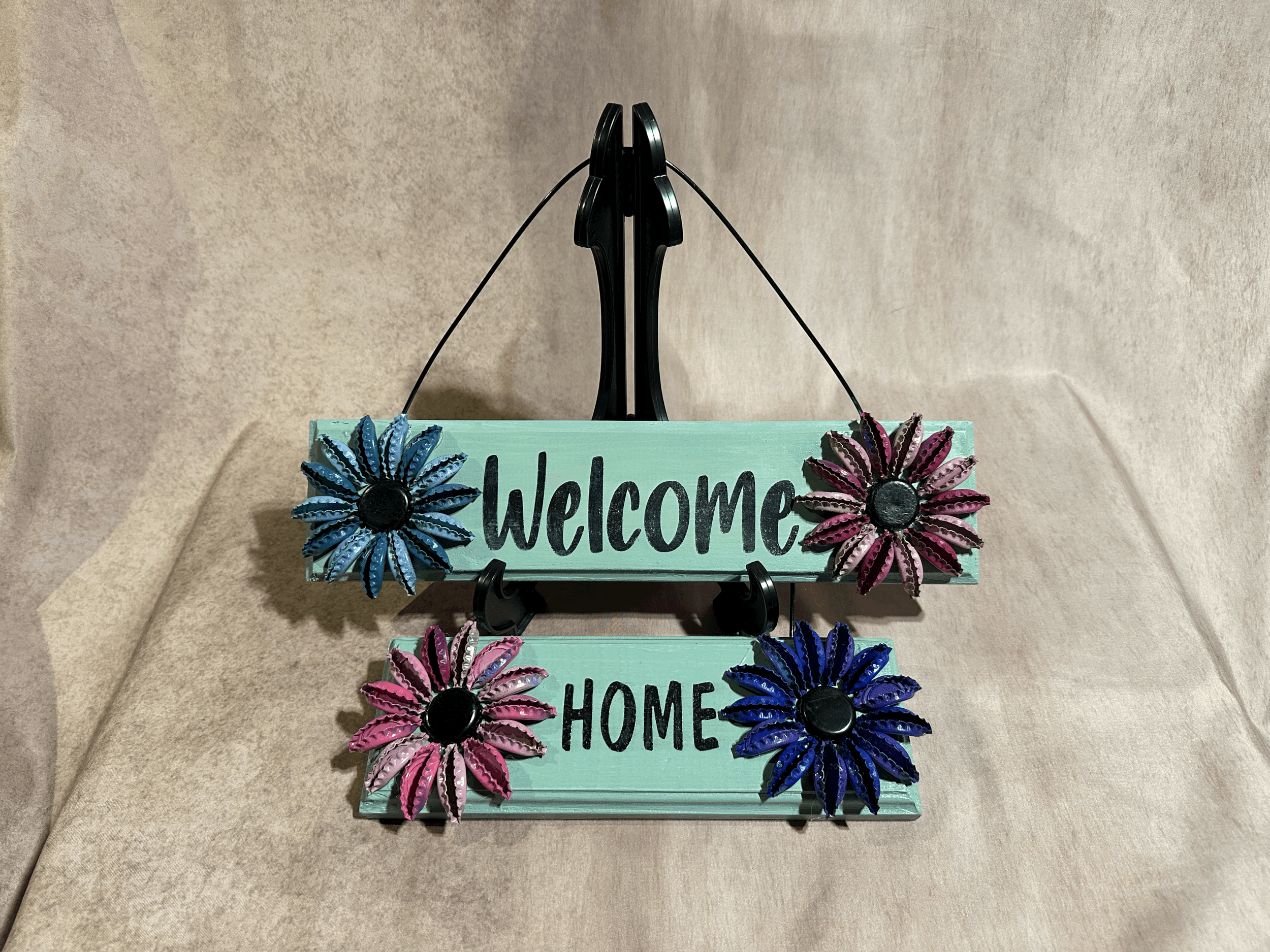 Welcome Home Bottle Cap Sign