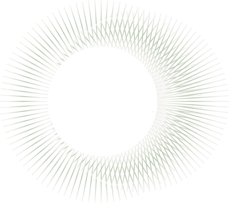 Abstract digital pattern with a circular arrangement of elongated, gradient green and black shapes radiating outward.